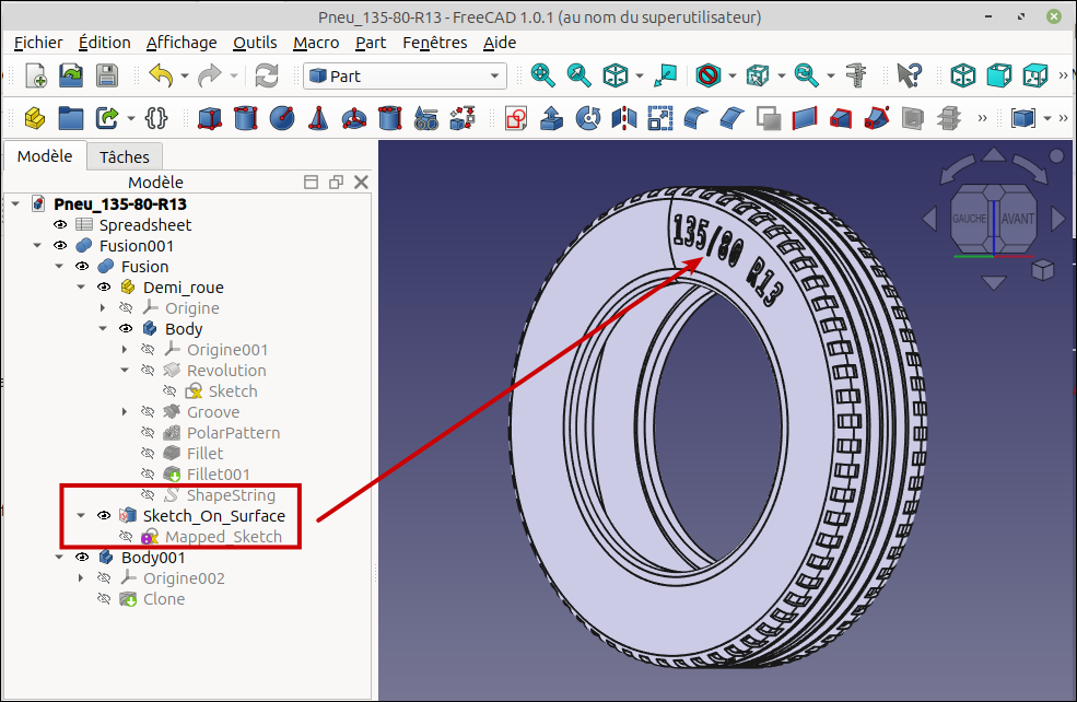 FreeCAD pneu final