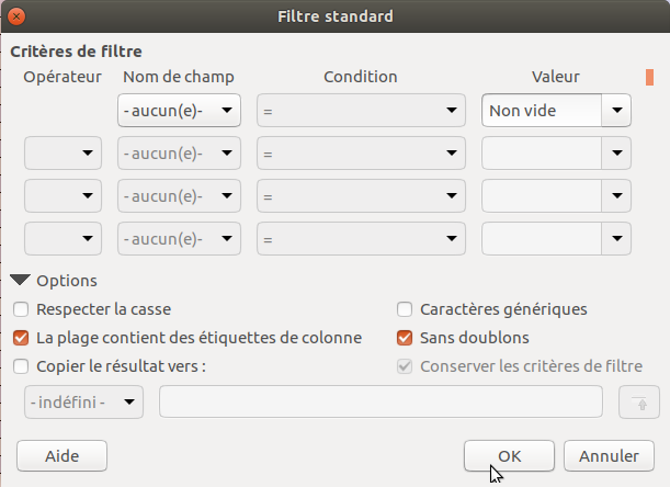 LibreOffice Calc Filtre Doublons