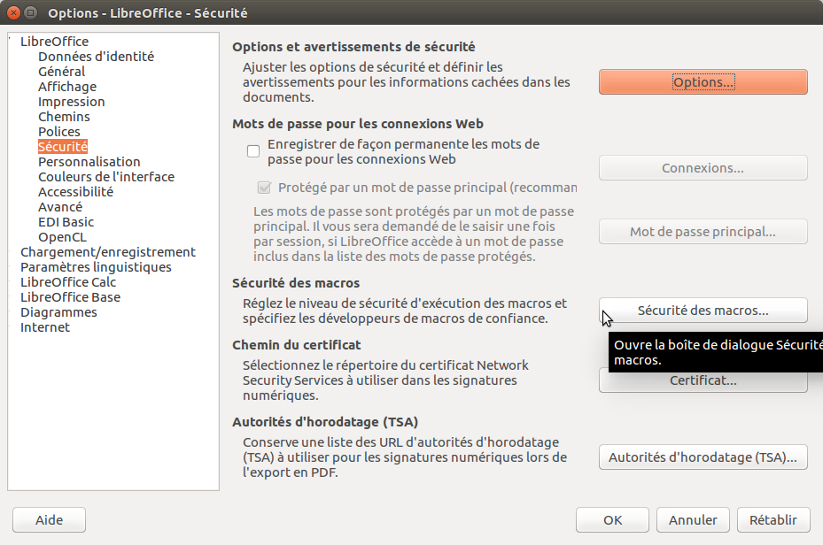 Lo Furòl - LibreOffice : Macros, sécurité, activation, programmation