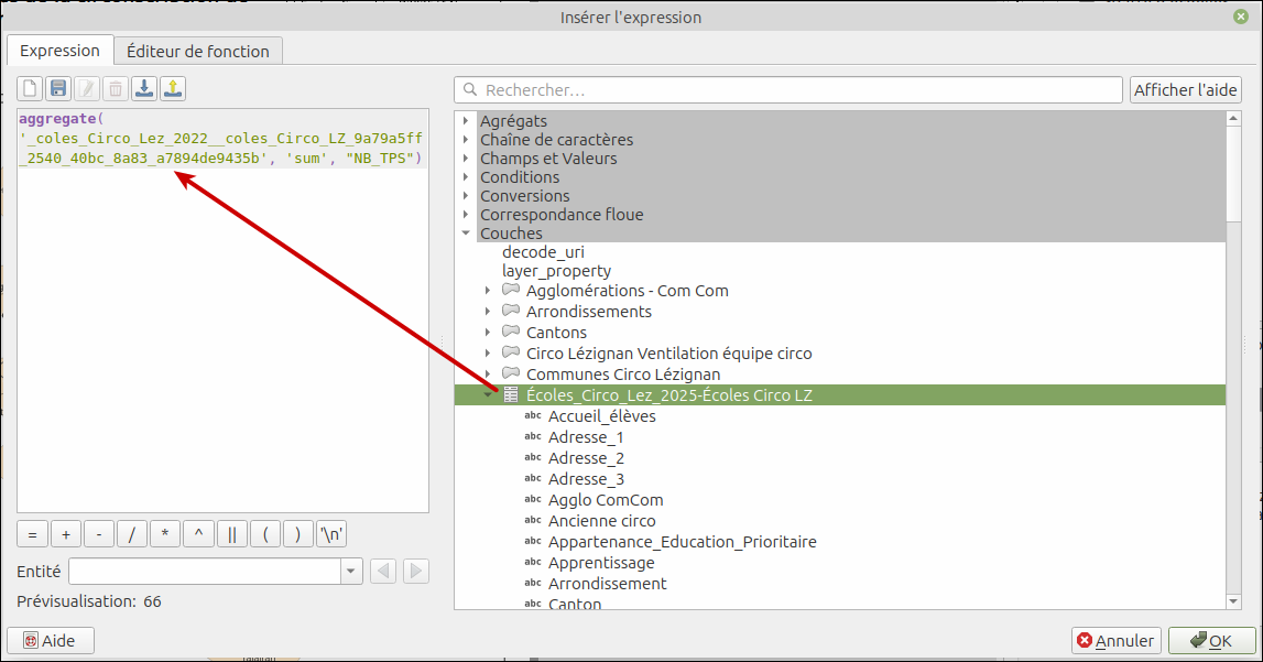 QGIS expression aggregate