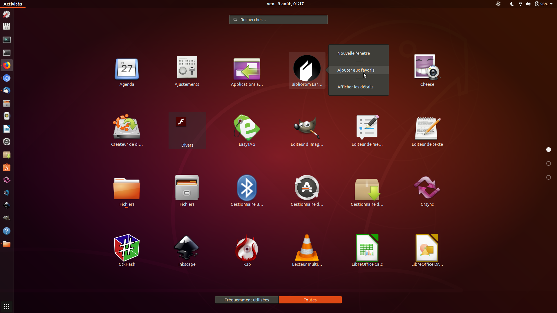 Ubuntu Menu Ajouter Favoris