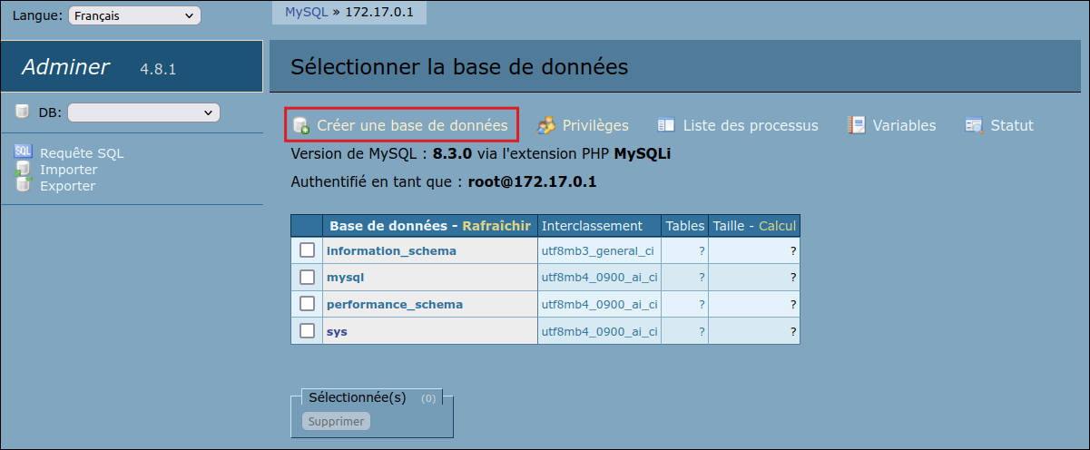 sqlpage adminer 4
