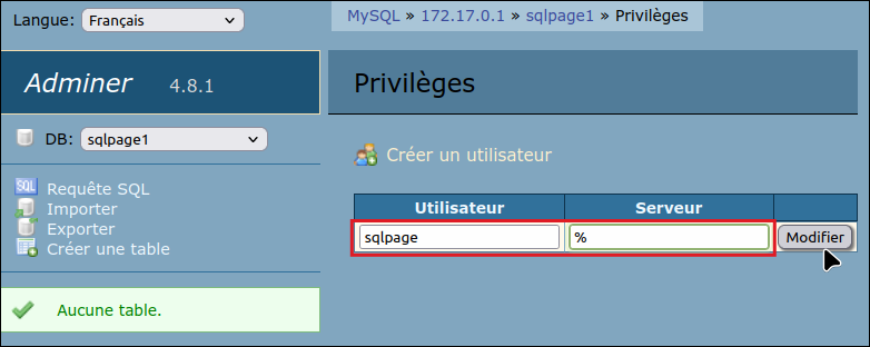 sqlpage adminer 9